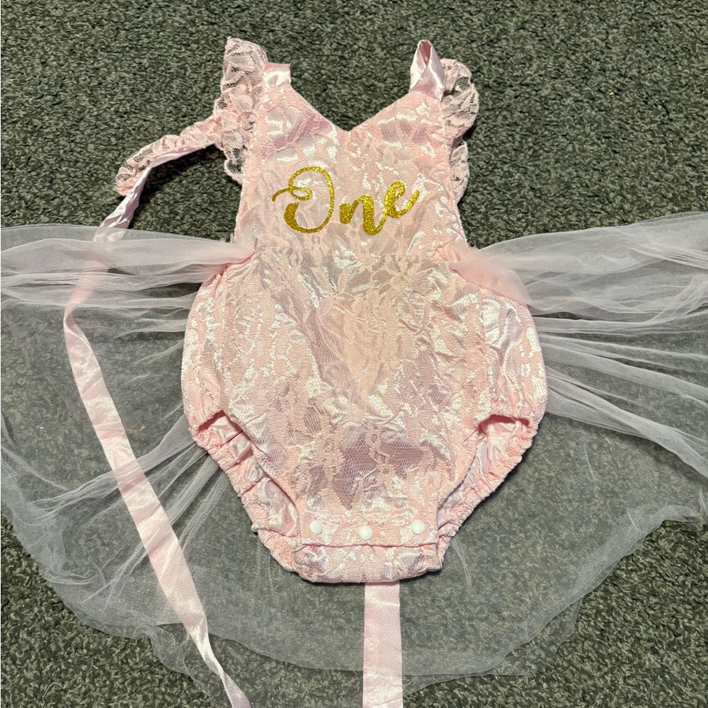 Pink Lace Birthday Tutu Bodysuit